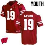 Youth Wisconsin Badgers NCAA #9 Kare Lyles Red Authentic Under Armour Stitched College Football Jersey GW31M60VM